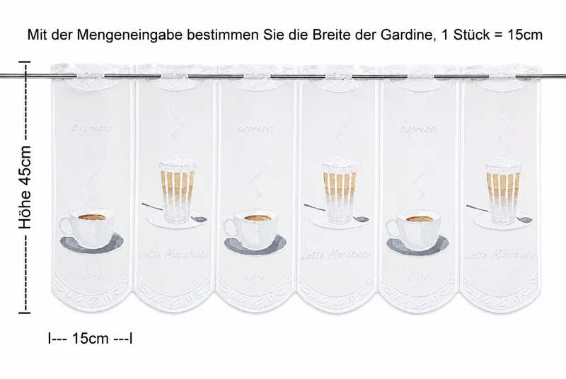 Scheibengardine Kaffee Bohne Höhe 45/60 nach Maß