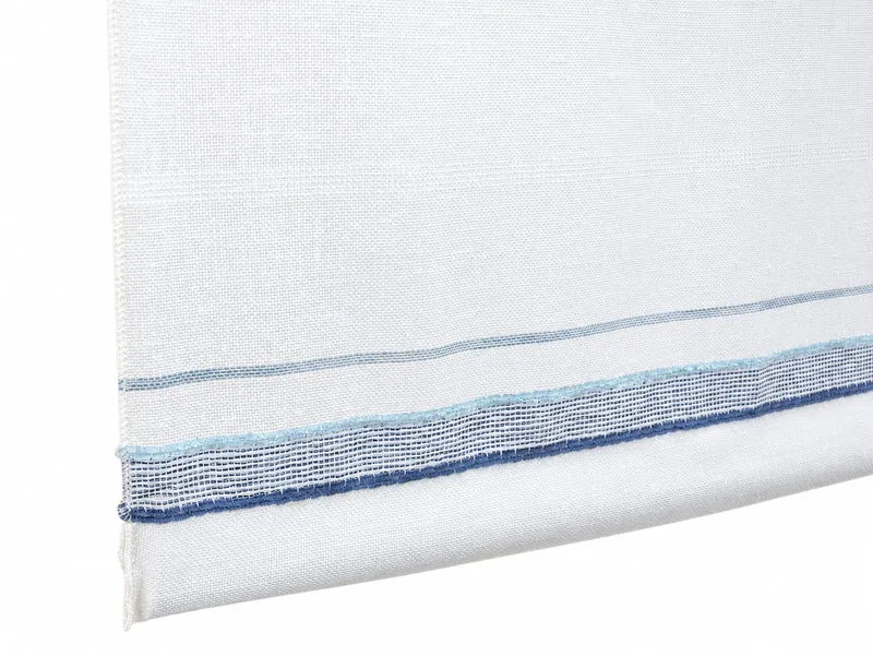 Design Mini Flächenvorhang Set blau Leinen Webstreifen Scheibengardine
