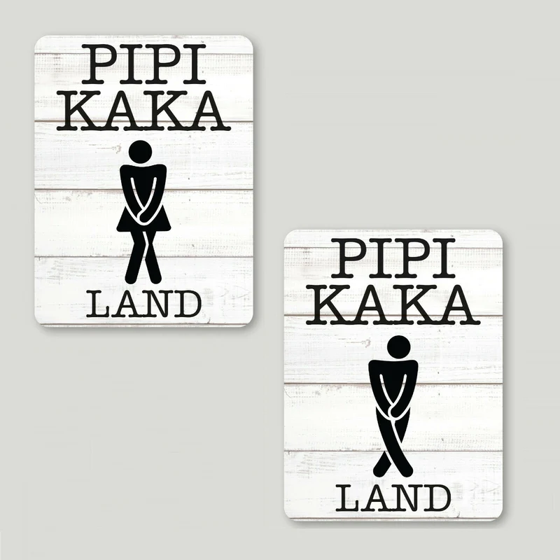 2er Set Alu Dibond Türschild Pipi Kaka Land 12x16cm