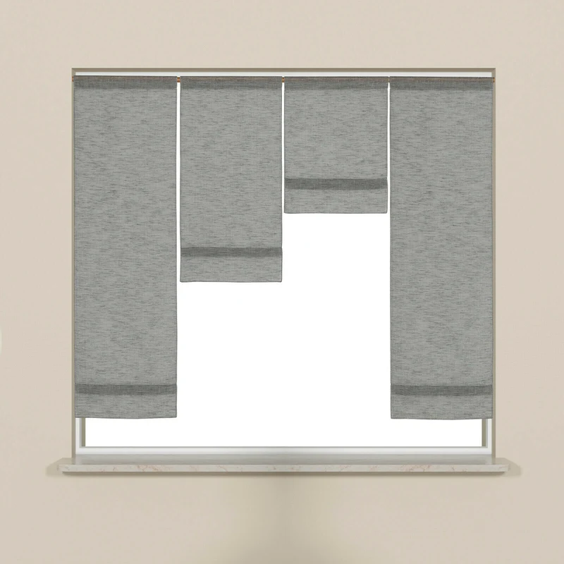 Design Mini Flächenvorhang Set grau kariert Scheibengardine 4050-04