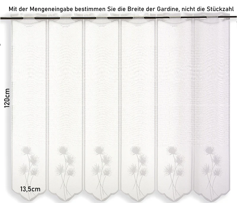 Scheibengardine Jacquard Blume nach Maß
