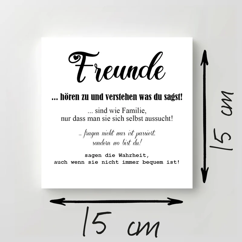 Holzschild "Freunde" bedruckt 15x15cm Deko