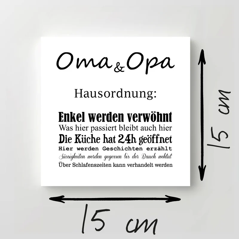 Holzschild "Oma Opa" bedruckt 15x15cm Deko