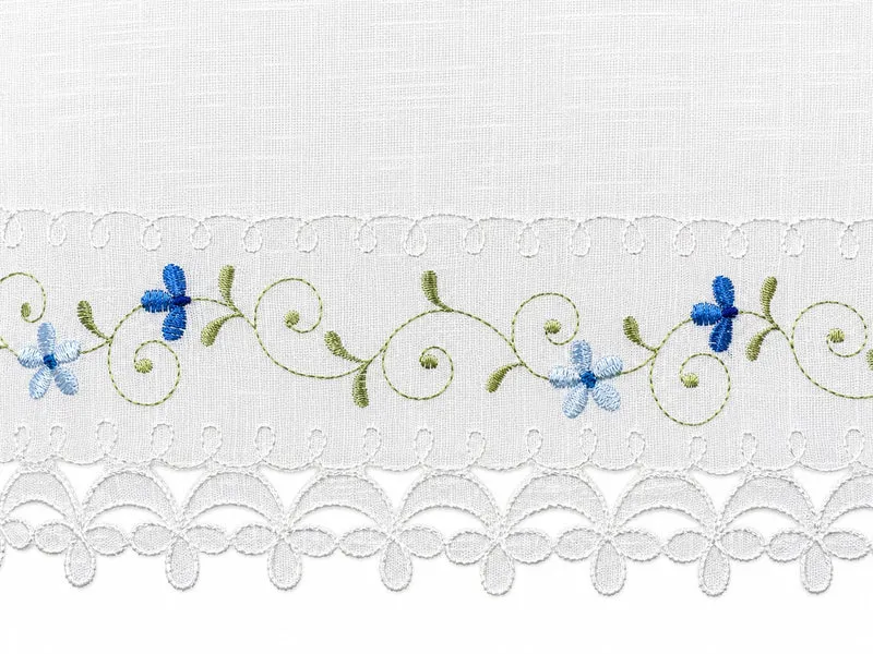 Scheibengardine Mara blau Leinenoptik HxB 150x45cm