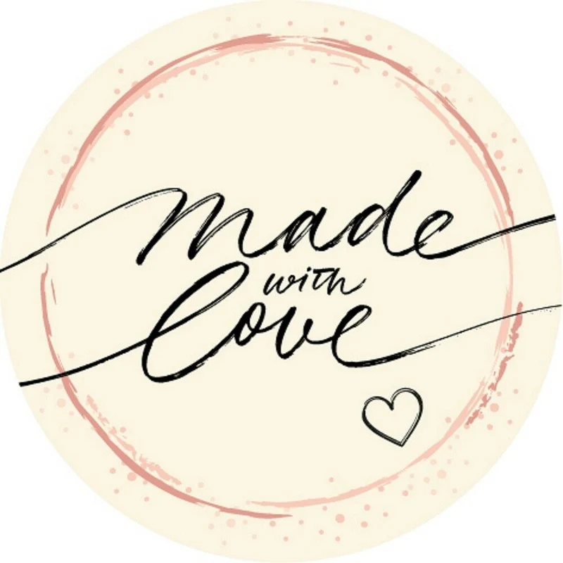 48x hochwertige Etiketten "Made with Love" rund hohe Klebekraft 4cm Aufkleber matt