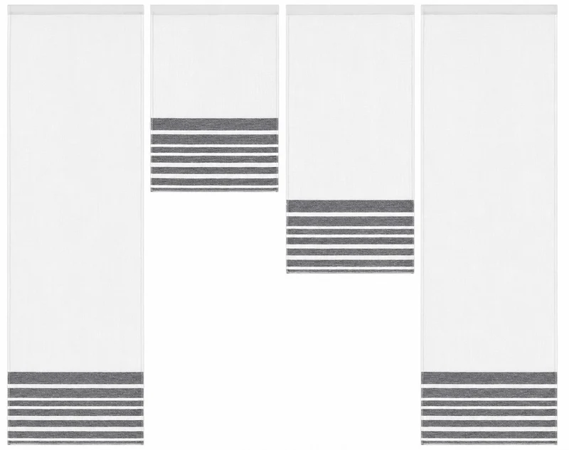 Design Mini Flächenvorhang Set anthrazit Scheibengardine 4028 4-tlg