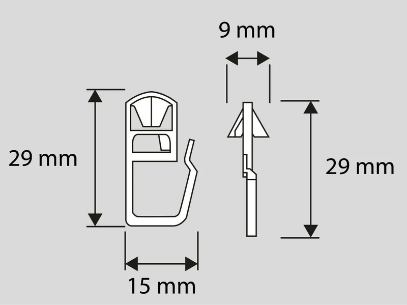 Klick-Gleiter Haken 3,5-4mm 20 Stück Gardinengleiter Innenlauf