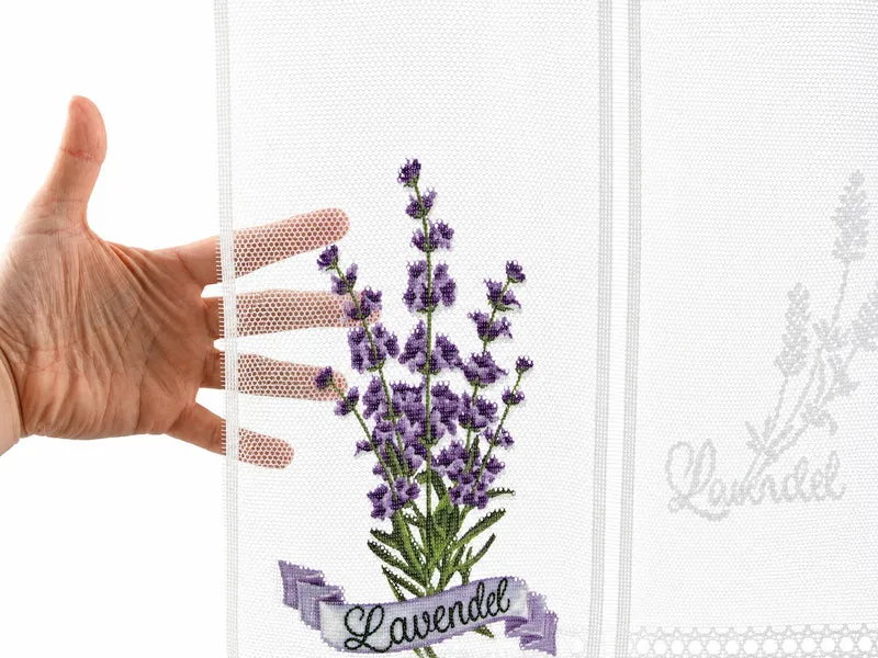 nach Maß Scheibengardine Lavendel Höhe 45/60cm Bistro Panneau lila Jacquard