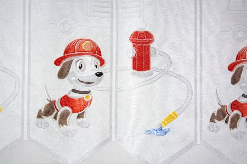 nach Maß Scheibengardine Feuerwehr Hund Höhe 50cm Bistrogardine Kinderzimmer
