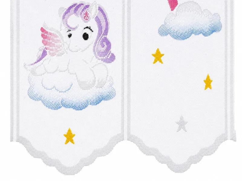 nach Maß Scheibengardine Pegasus Höhe 50cm Bistrogardine Kinderzimmer Einhorn