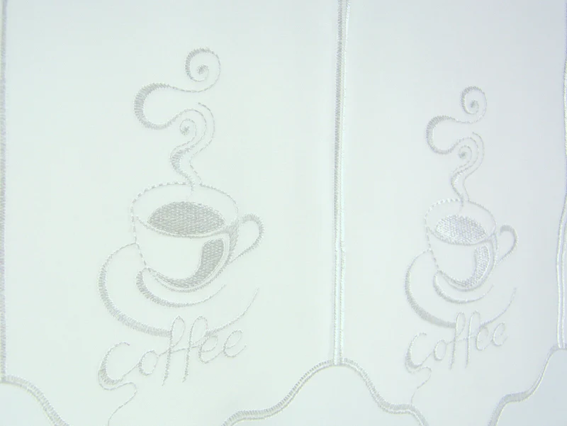 nach Maß Scheibengardine bestickt weiß Kaffee Cafe Höhe 30/45/60cm Bistrogardine