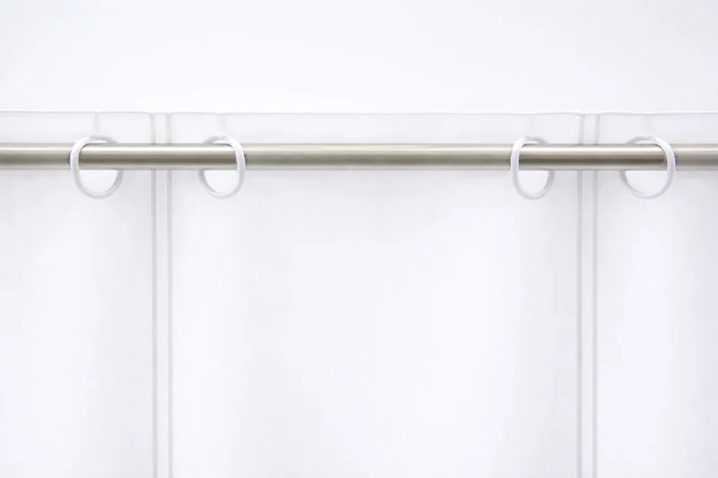 Nach Maß Scheibengardine Rawlins stein grau bestickt Höhe 45/60cm