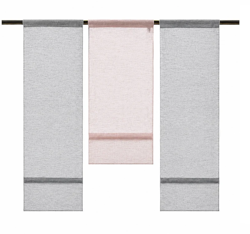 Mini Flächenvorhang Set grau rose rosa Bistrogardine 3tlg./4tlg. Scheibengardine