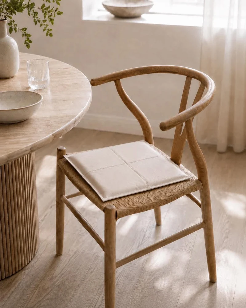 Sitzkissen aus Leder - Beige 38x38cm