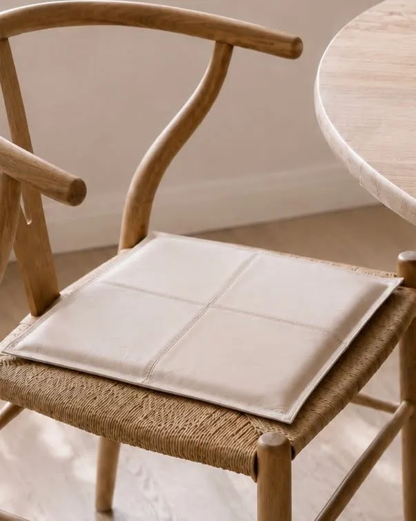 Sitzkissen aus Leder - Beige 38x38cm