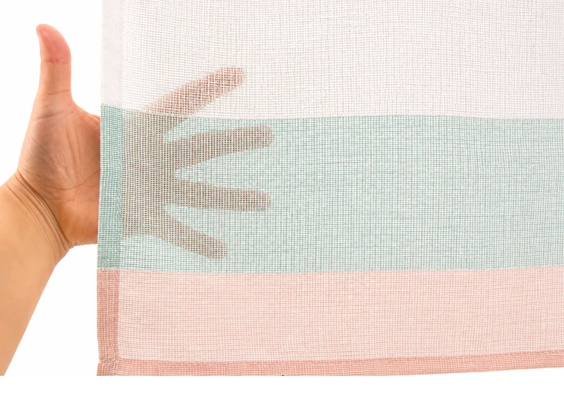 Design Scheibengardine weiß rose mint HxB 50x140cm 4022