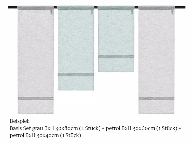 Mini Flächenvorhang Set viele Kombinationen rose grau petrol beere Scheibengardine