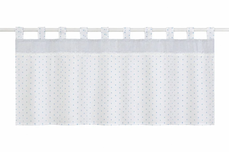 Scheibengardine Schlaufen Panneaux Kleinfenster HxB 48x140 blau Perlen Bistro
