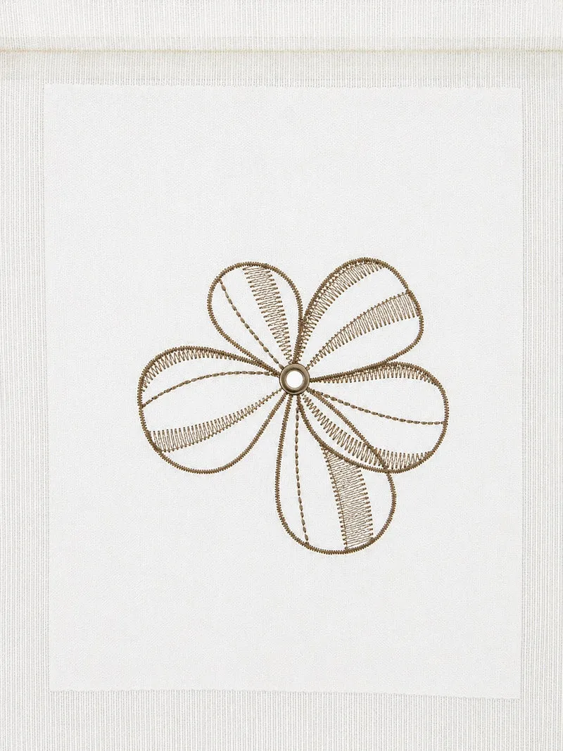 Design Kuvert Blume bestickt taupe Lagenoptik BxH 60x90cm Scheibengardine 2230