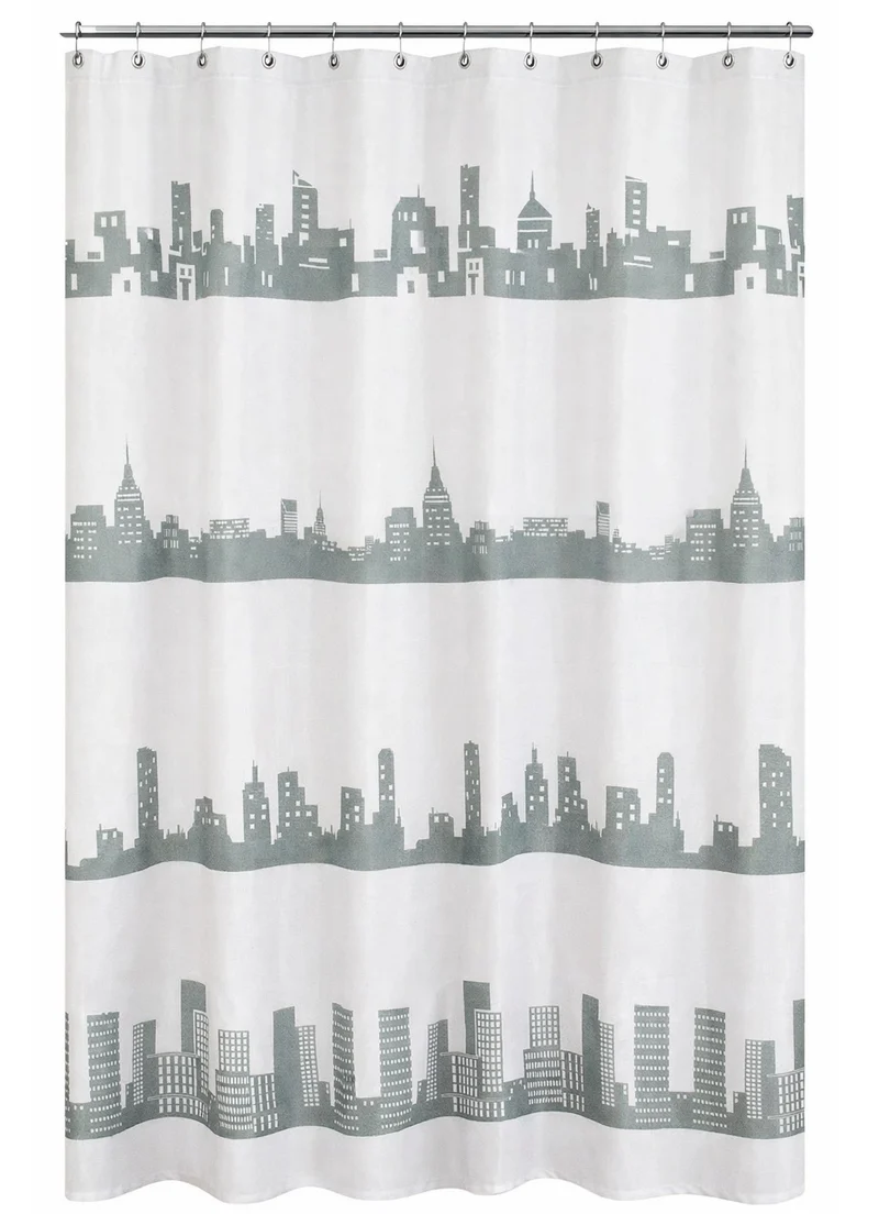 Textil-Duschvorhang Skyline grau weiß BxH 180x200cm