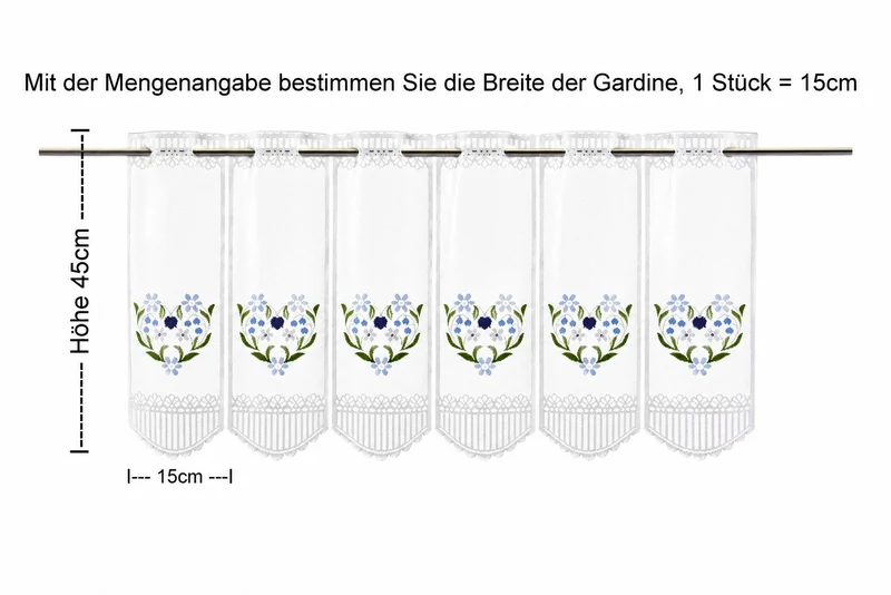 Scheibengardine Blumenkorb nach Maß