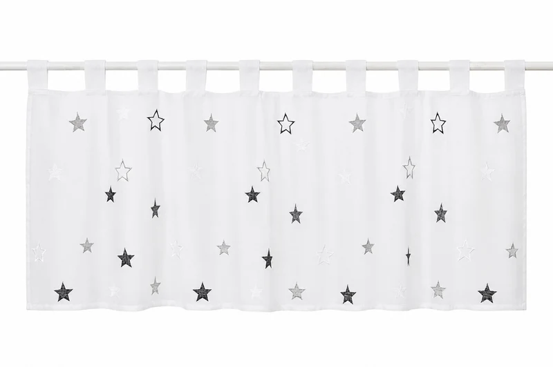 Design Schlaufen Scheibengardine große Sterne (bestickt)