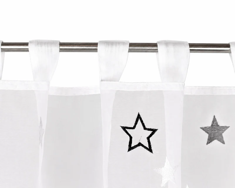 Design Schlaufen Scheibengardine große Sterne (bestickt)