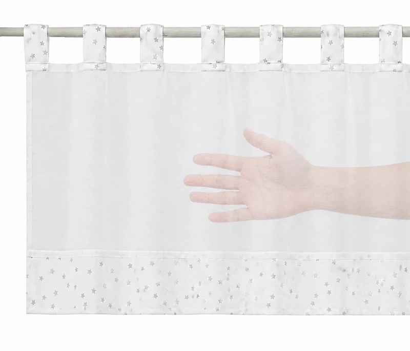 Design Schlaufen Scheibengardine kleine Sterne (leuchtend)