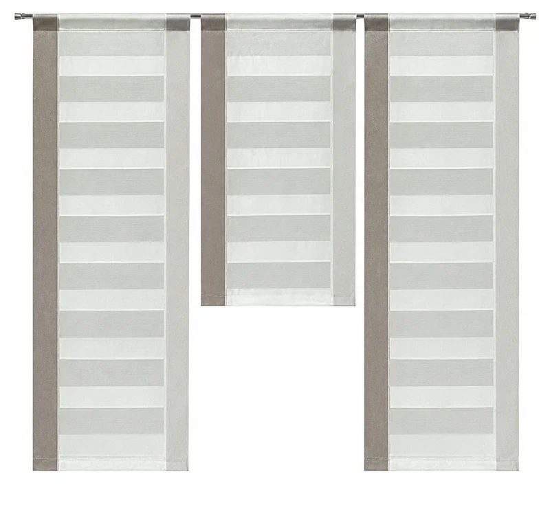 Design Mini Flächenvorhang Set braun Scheibengardine 2222