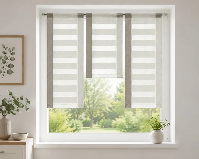 Design Mini Flächenvorhang Set braun Scheibengardine 2222
