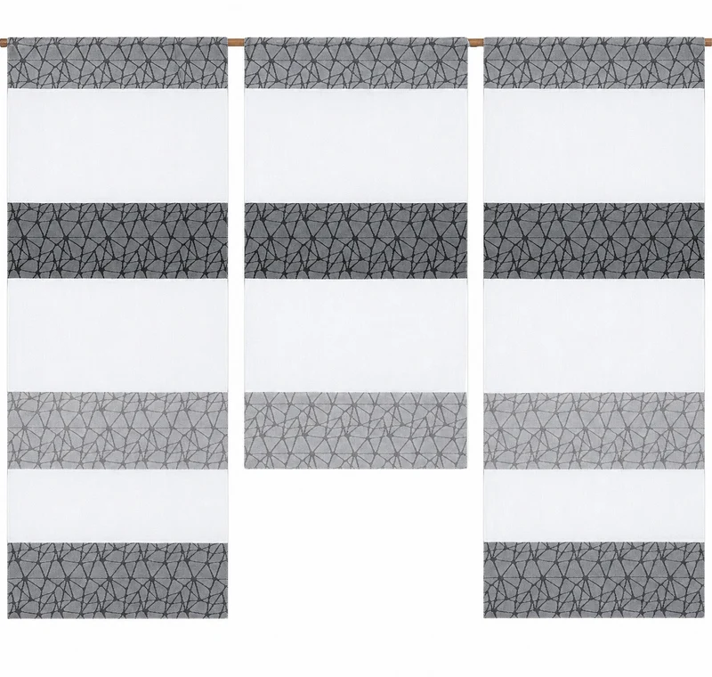 Design Mini Flächenvorhang Set anthrazit grau Muster Scheibengardine 2292