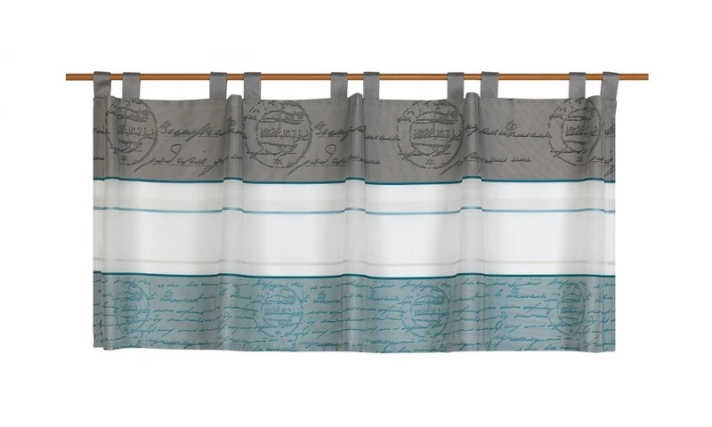 Design Schlaufen Scheibengardine weiß-petrol-grau BxH 50x140cm 2288