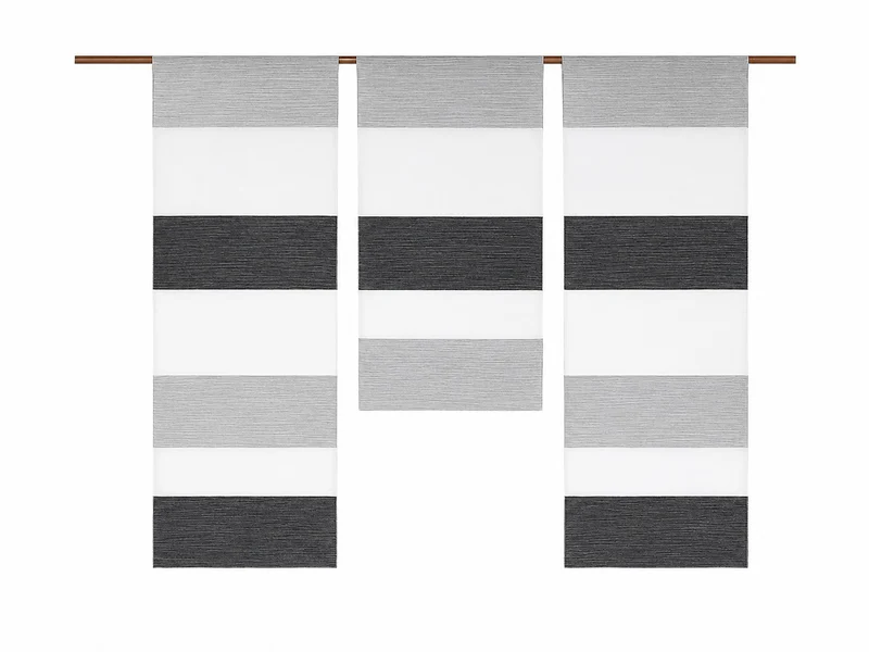Design Mini Flächenvorhang Set anthrazit grau Scheibengardine 2280