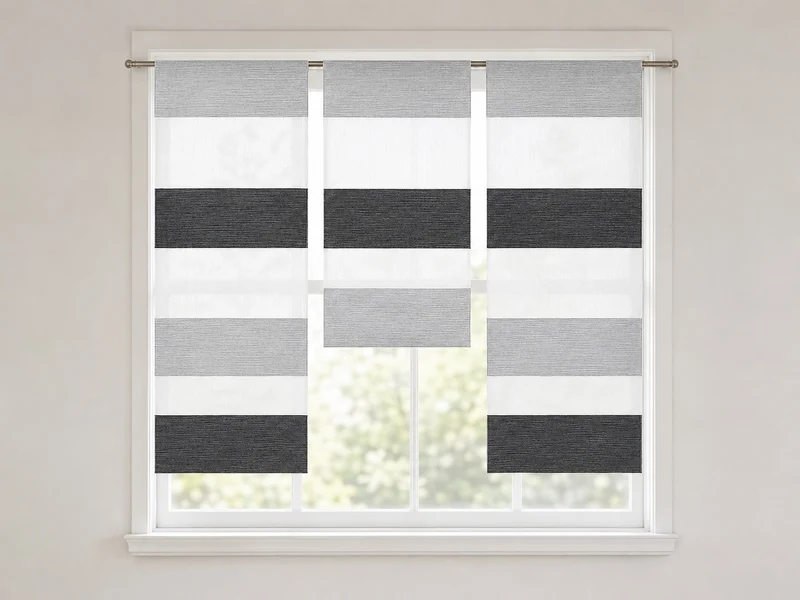 Design Mini Flächenvorhang Set anthrazit grau Scheibengardine 2280