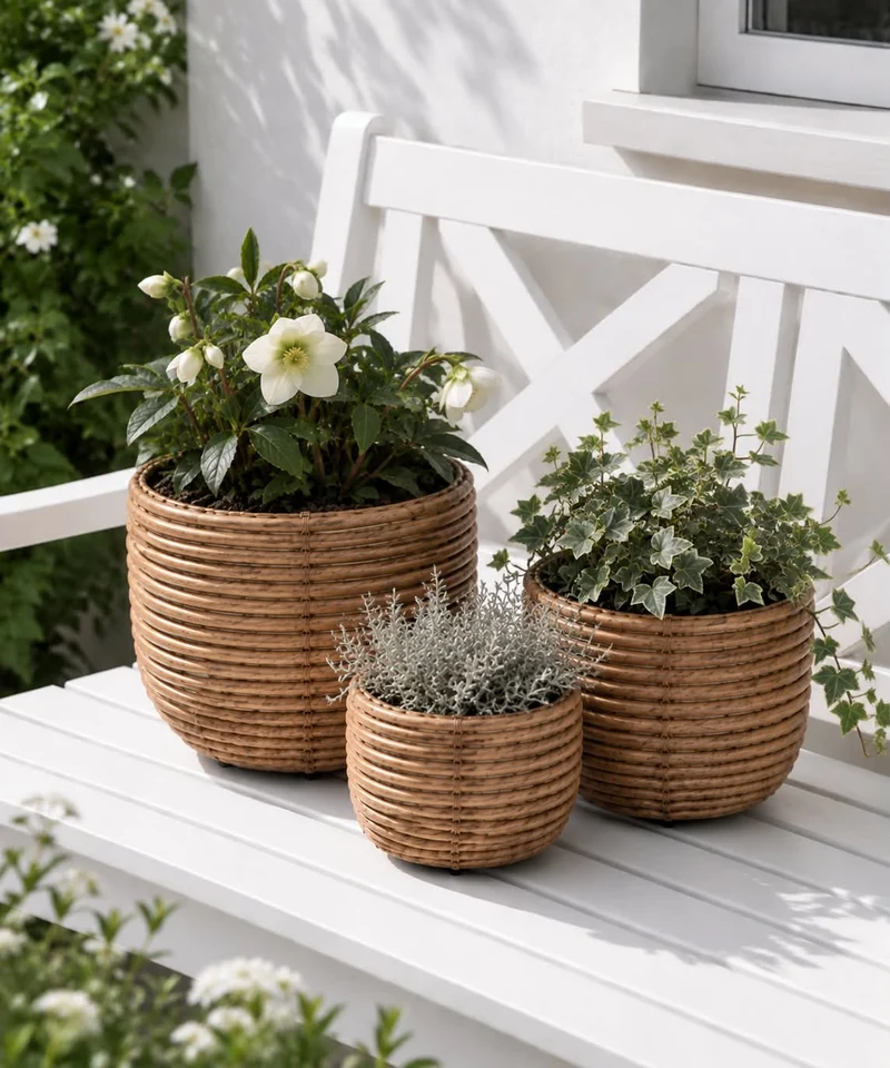 Korbset Rattan - Natur 3 Stk.