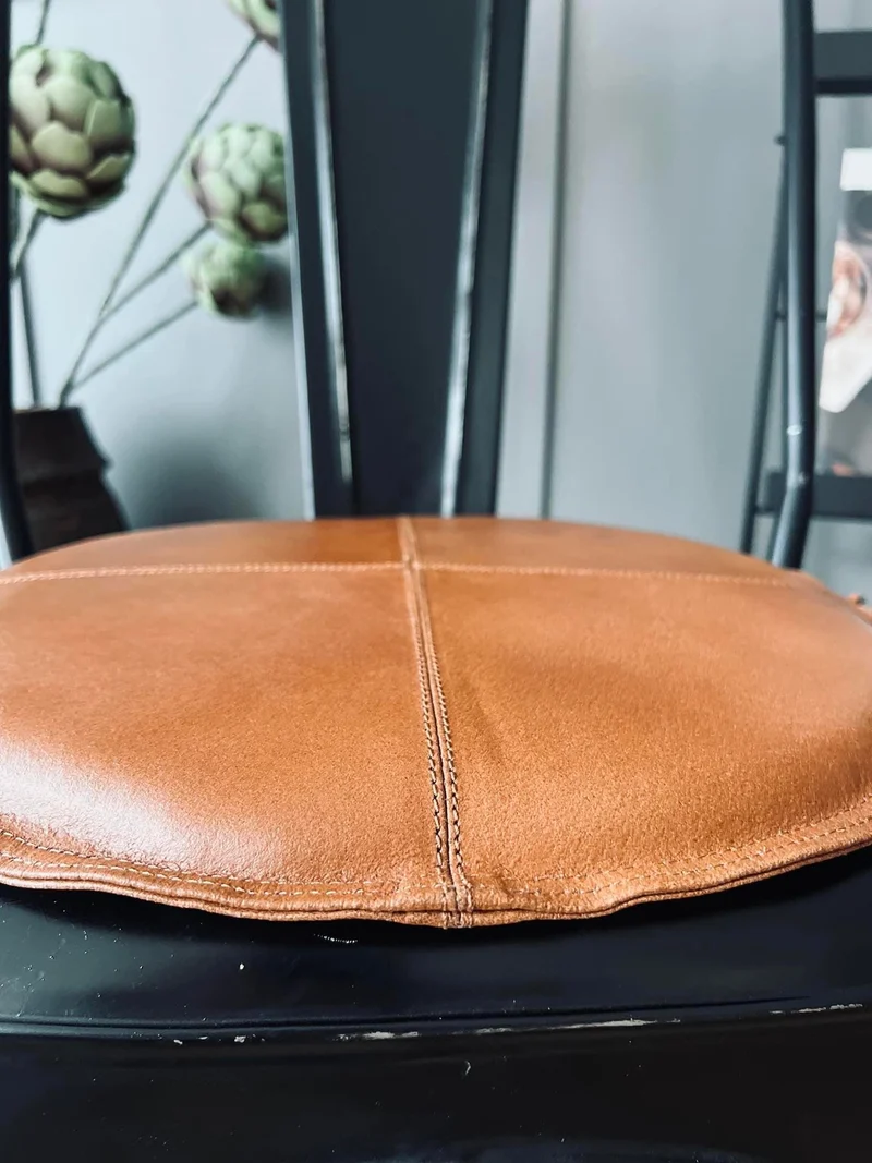 Sitzauflage aus Leder - Cognac Ø 38 cm