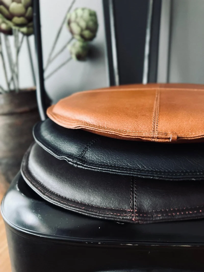 Sitzauflage aus Leder - Cognac Ø 38 cm