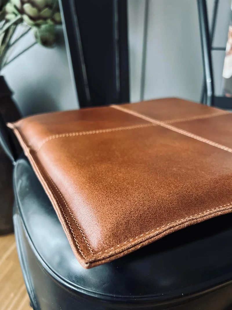 Sitzkissen aus Leder - Cognac 38x38cm