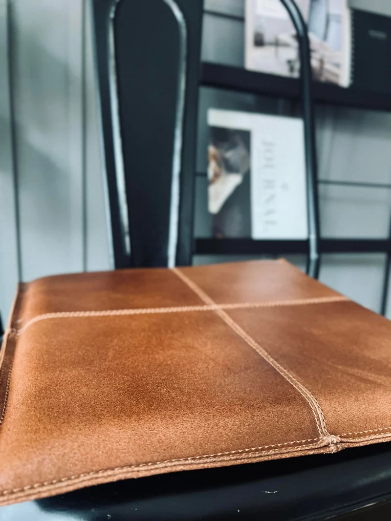 Sitzkissen aus Leder - Cognac 38x38cm