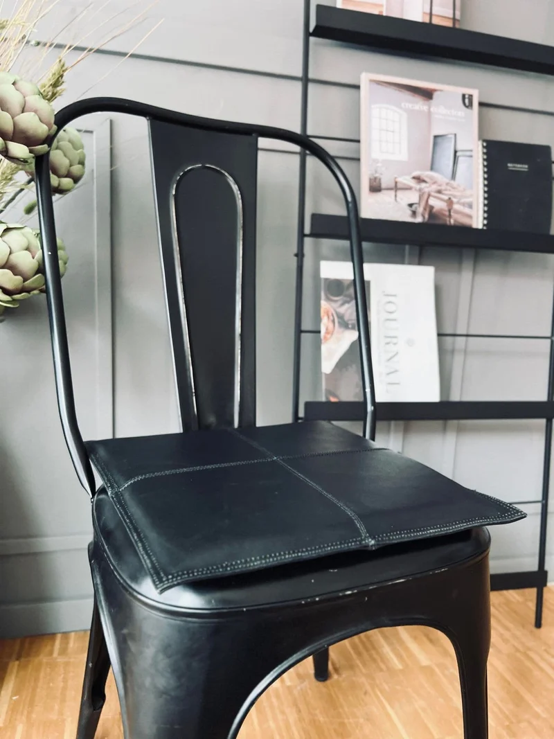 Sitzkissen aus Leder - Schwarz 38x38 cm