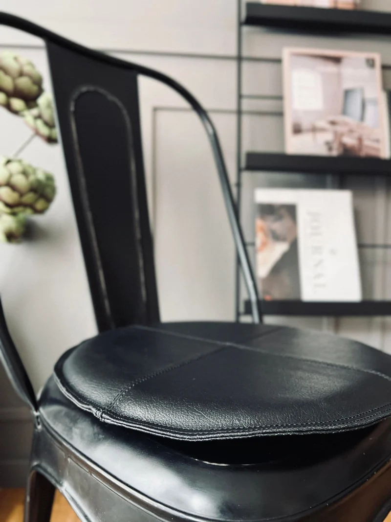Sitzkissen aus Leder - Schwarz Ø 38 cm