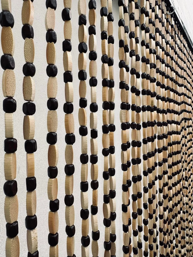 Vorhang aus naturfarbenen Holzperlen - Braun 120x200cm Extra breit