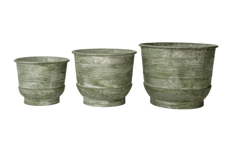 Zink-Pflanzgefäße - Set mit 3 Stück