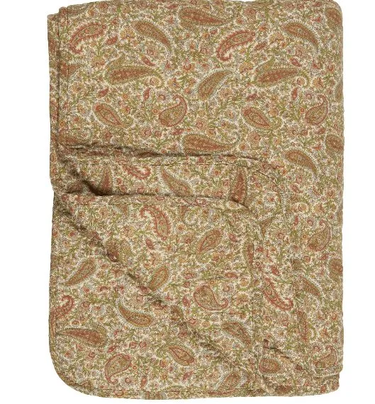 Quilt Paisley in Grün, Gold und Rostfarben