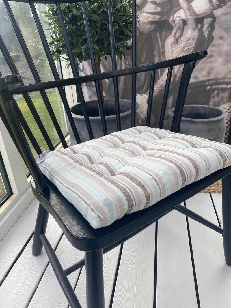 Futon-Kissen – Gestreift Hellblau / Sand – 40×40