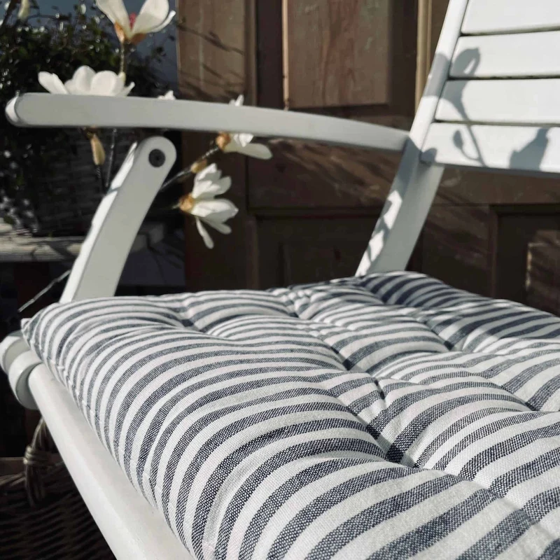 Futon-Kissen - Blau / Weiß 40x40 - Milchjungenstreifen