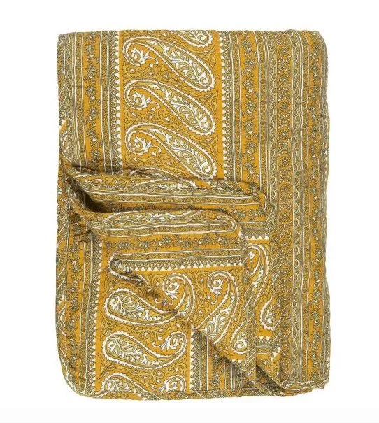 Quilt Gelb Paisley und Blumenstreifen - Boheme
