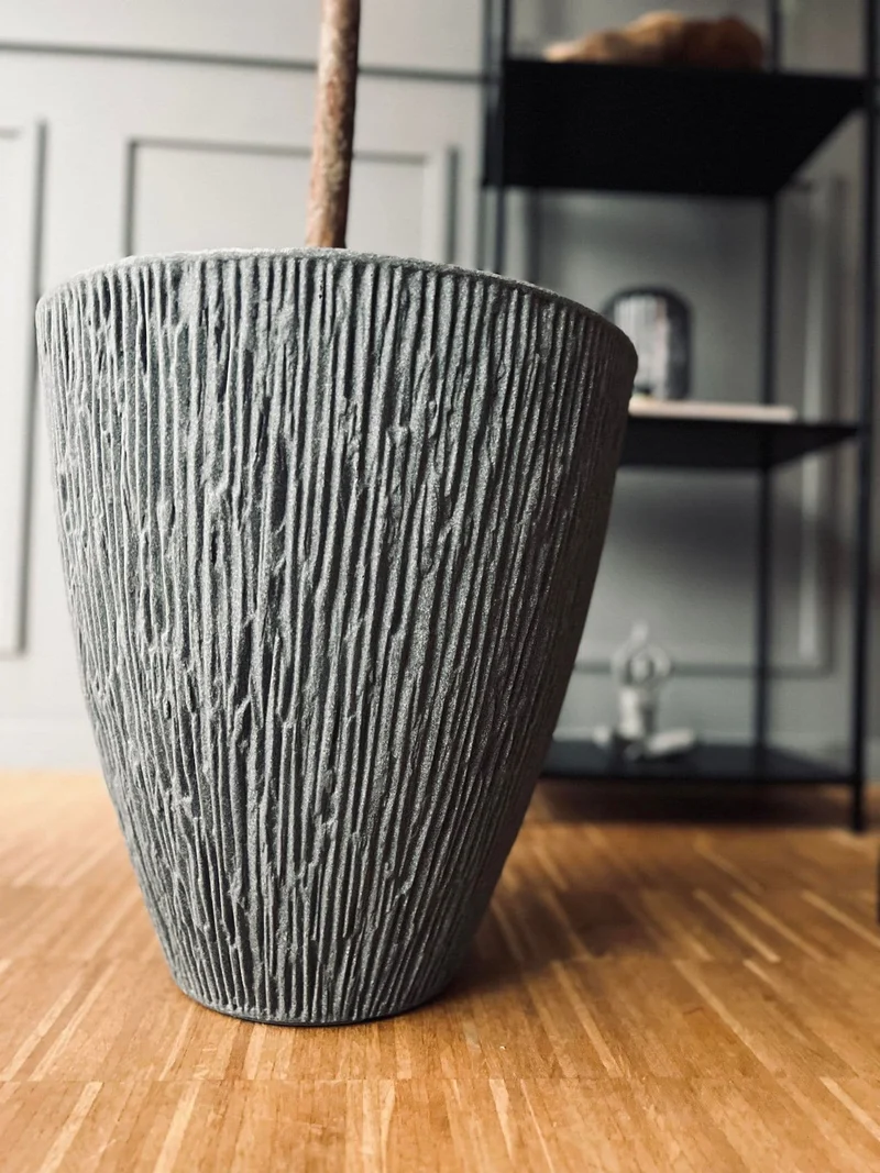 Pflanzkübel aus Kunststoff - Geriffelt Grau H 40 cm