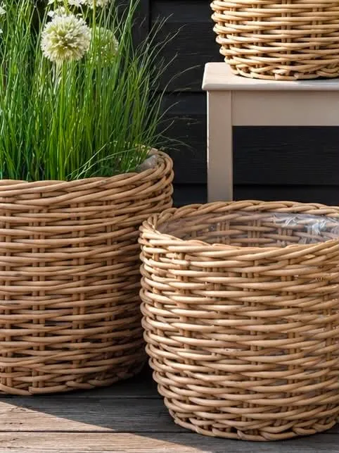 Pflanzkörbe RATTAN Natur – Set mit 3 Größen