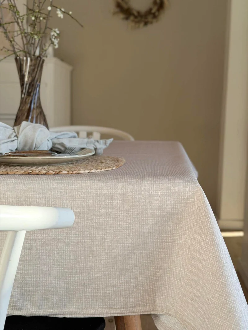 Wasserabweisende Tischdecke - Beige